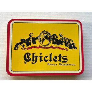 VTG Chiclets Gum Red Metal Tin Original 6 Packs Yellow & Retro Collectible NOS